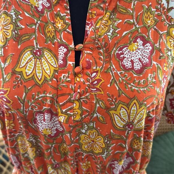 dRA Los Angeles Anthropologie Orange Multi Paisley Floral Maxi Dress - Picture 3 of 5